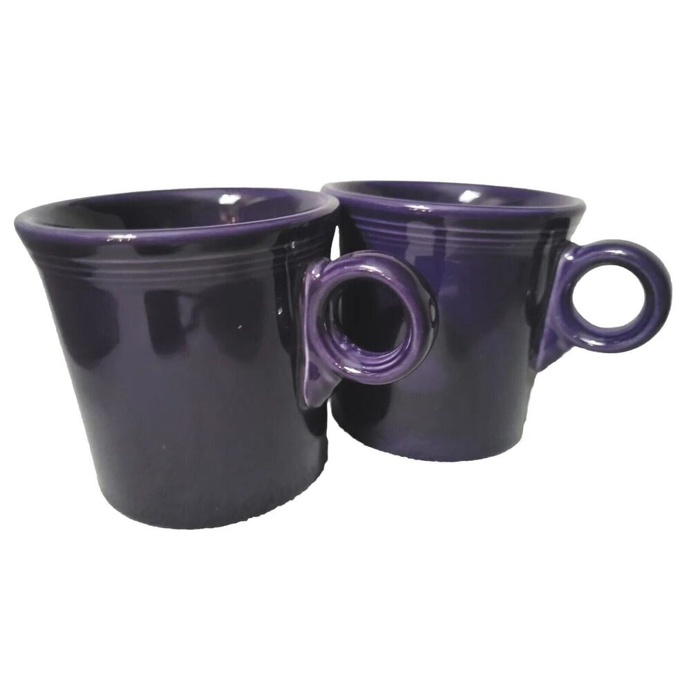 Set 2 Vintage Purple Fiesta Ring Mug Signed Homer Retired